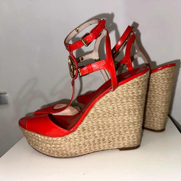 Michael Kors Coral Wedge Straw Heels 7.5 - Picture 5 of 7